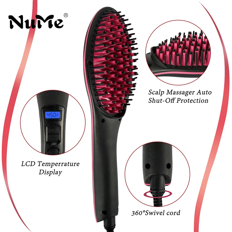 

Hair Straightener Brush Ceramic Ionic Fast Straightening hair Comb Flat Iron LCD Display PTC Heater Straight Hair Styling