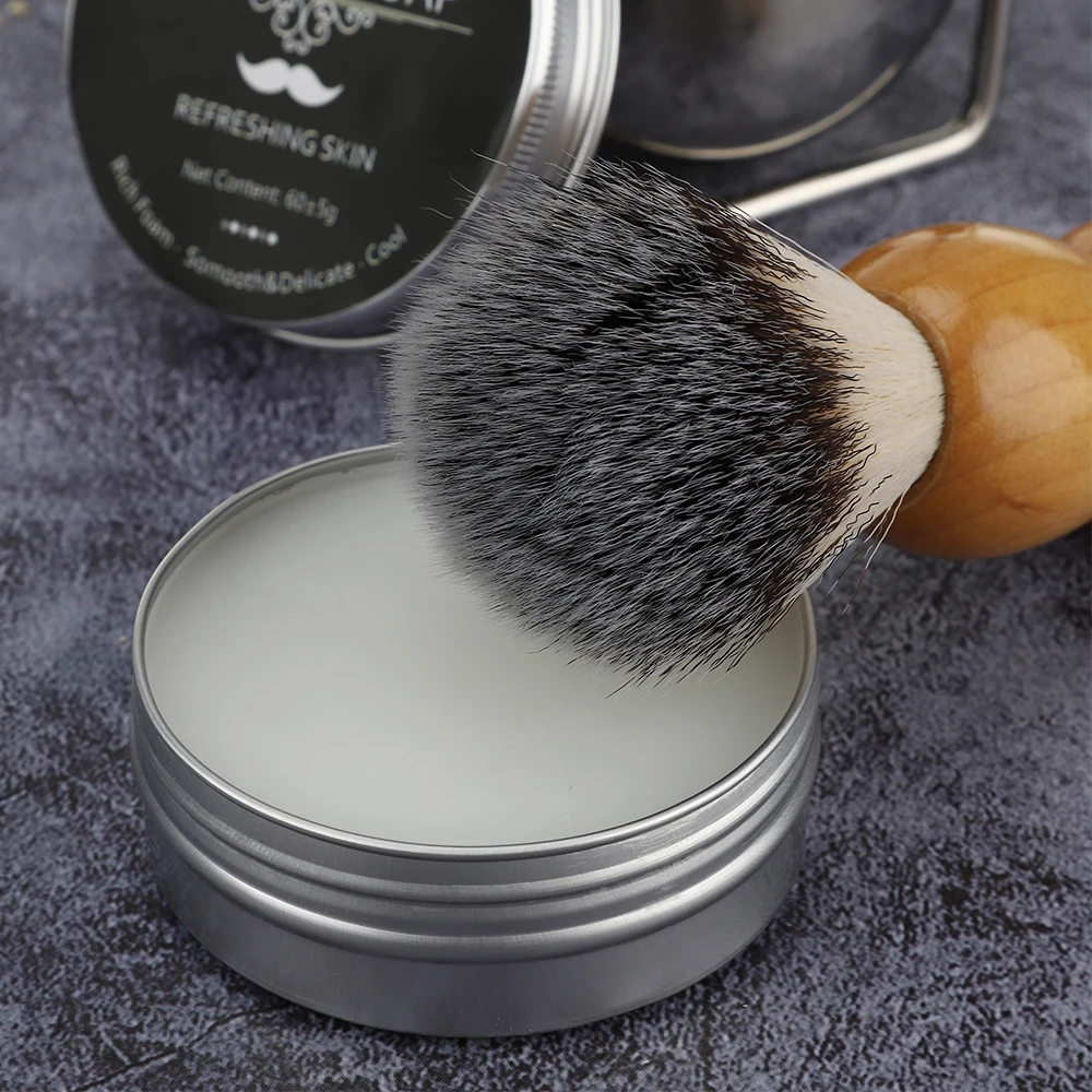 

3 in 1 Shaving Set Shaving Brush Badger Hair 26mm Wood Handle Clear Acrylic Stand Stainless Steel Bowl for Men Wet Shaving Gift