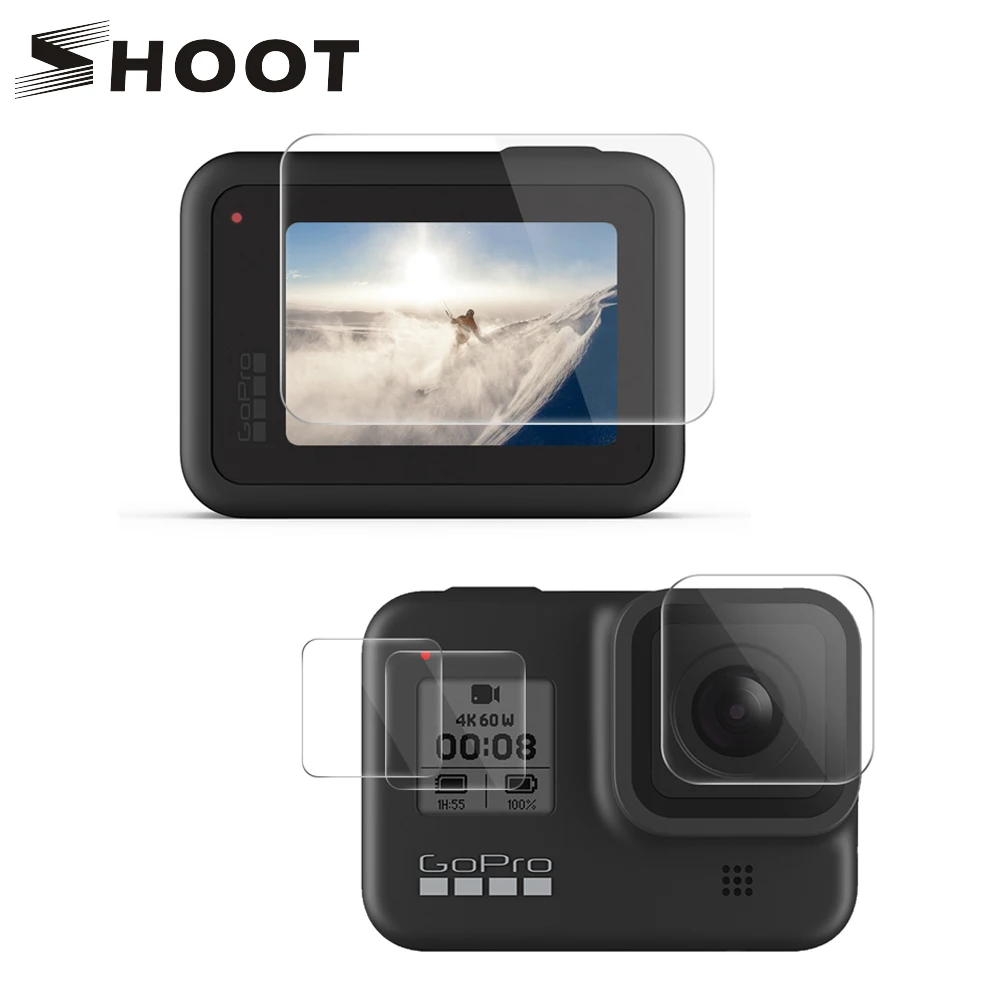 Черное закаленное стекло SHOOT для Gopro Hero 8 защита экрана Защитная пленка ЖК Go pro