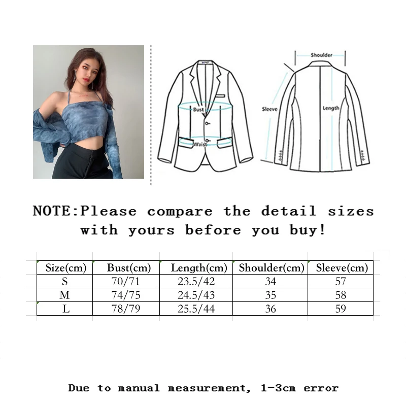 

Vangull Tie-dyedTwo Piece Set Blue Camisole And Cardigans Knitted Tops Women Spring Sexy Halter Breasted Set Causal Vintage Tops