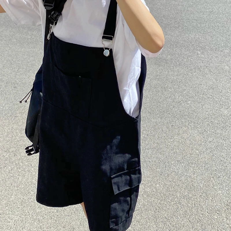 Комбинезон женский однотонный с широкими штанинами карманами |