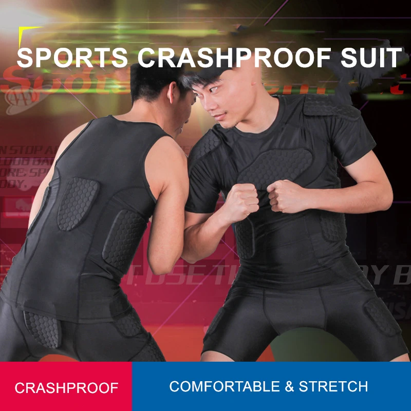 Мужская футболка и штаны для тренировок с подкладкой против столкновений