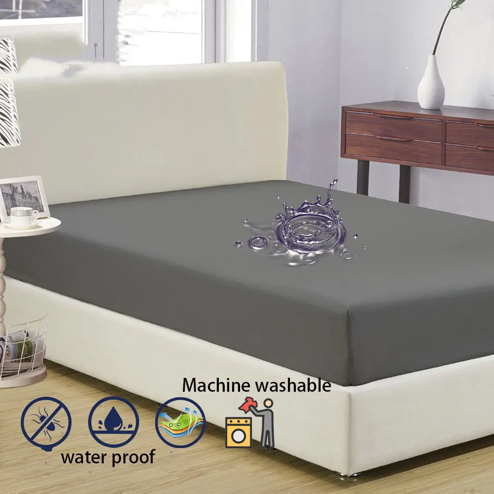 

Simplicity Solid Color Mattress Protector Fitted Sheet Style Cover for Mattress Non-slip Thick Soft Pad for Bed