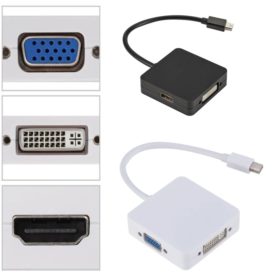 Адаптер 3 в 1 Mini DP DisplayPort HDMI-совместимый адаптер VGA DVI мини кабель конвертер для MacBook