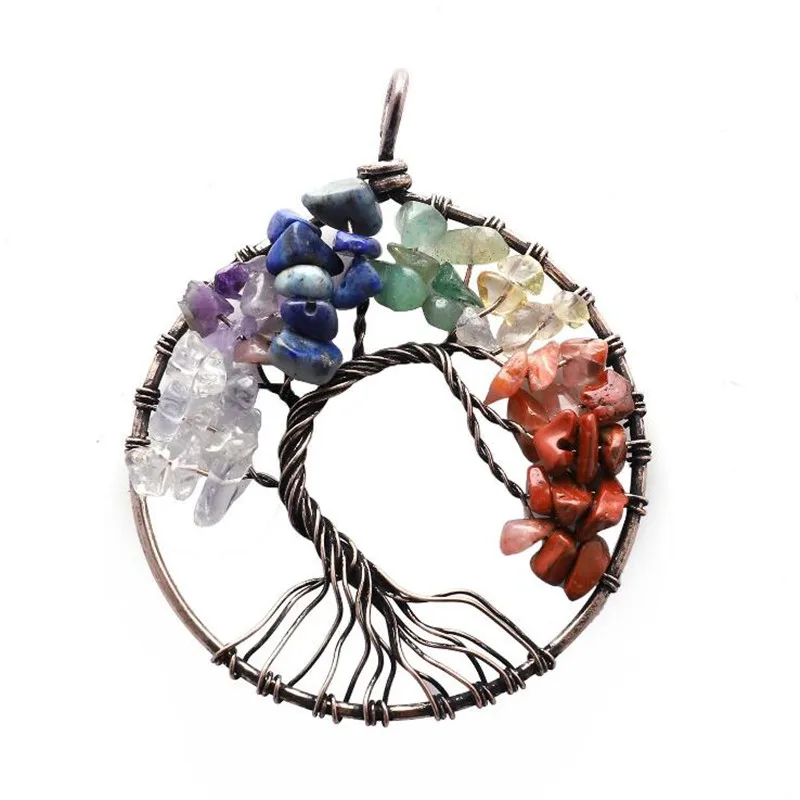 

New Arrive Tree of Life Necklace & Pendant Silver Color Crystal Natural Stone Necklace For Women Drop Shipping