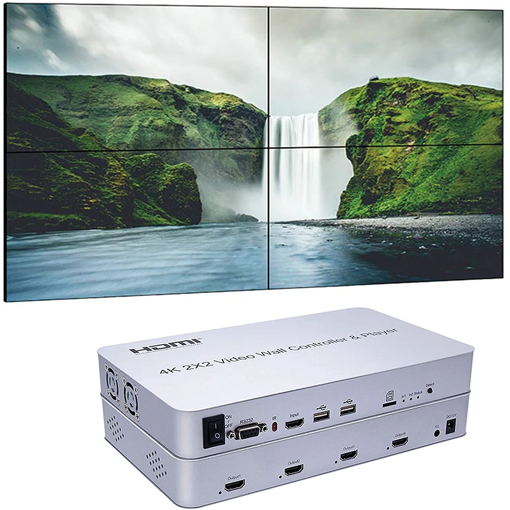 Настенный видеоконтроллер 2x2 HDMI HDCP1.4 4K 30 Гц SD карта U диск и мышь порт управления DVI