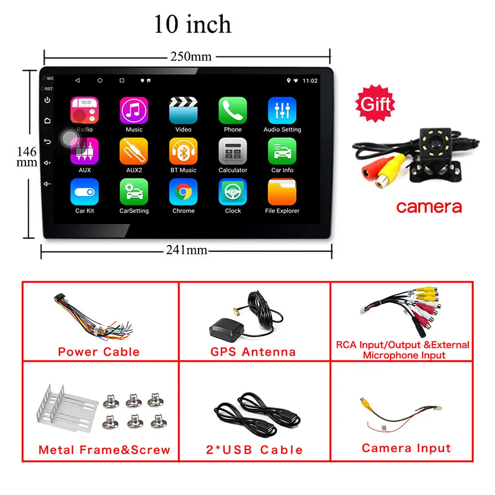 Universal 10inch 9 10 дюймов Android 8,1 DAB gps навигация Авторадио Мультимедиа dvd-плеер Bluetooth wifi MirrorLink OBD2 Универсальный 2Din Автомагнитола - Цвет: Universal 10inch