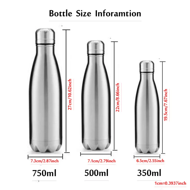 

Stainless Steel Water Bottle Cola Motion Sports Rugged No Leaking Water Cup Monolayer 350ML 500ML 750ML Drink Bottle Drinkware