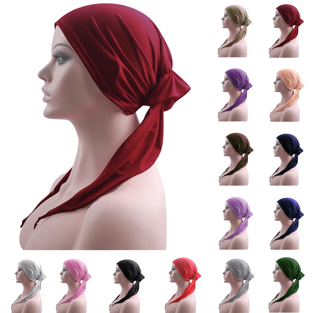 

Тюрбан для женщин, мусульманский головной убор от выпадения волос, головной убор, головной убор, шапка после химиотерапии, шапка, обтягивающ...