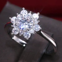 ustar shiny aaa cubic zirconia flower wedding rings for women fashion jewelry delicate silver color engagement rings female anel