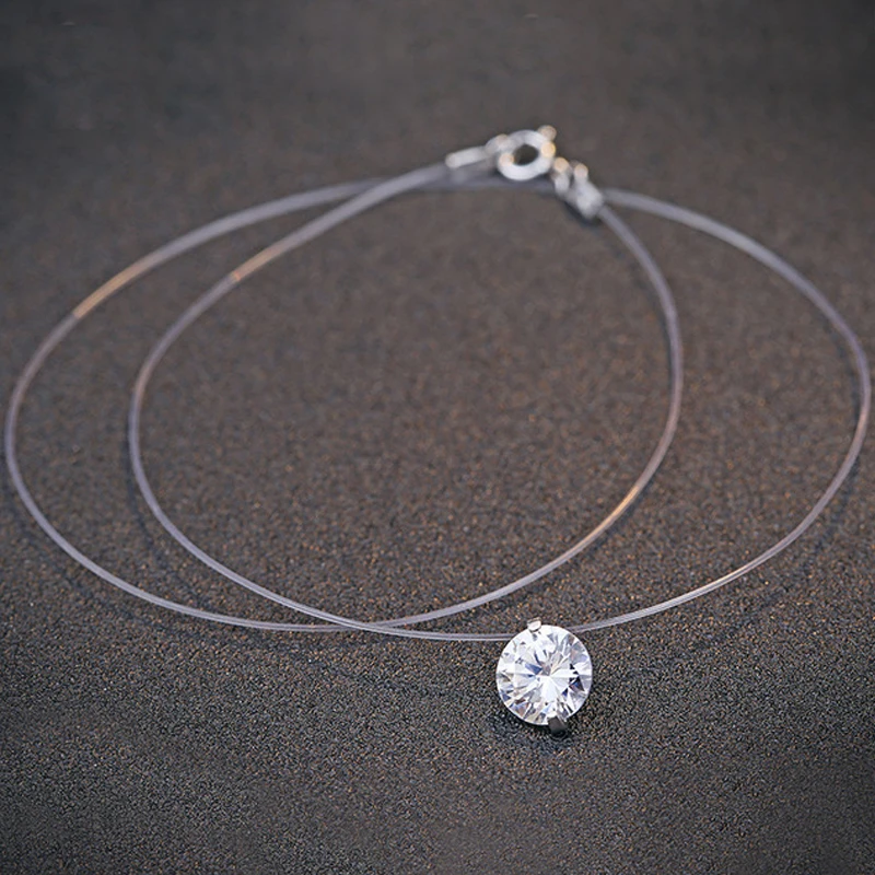 Лето 925 серебро стерео прозрачная рыболовная леска невидимое ожерелье Снежинка