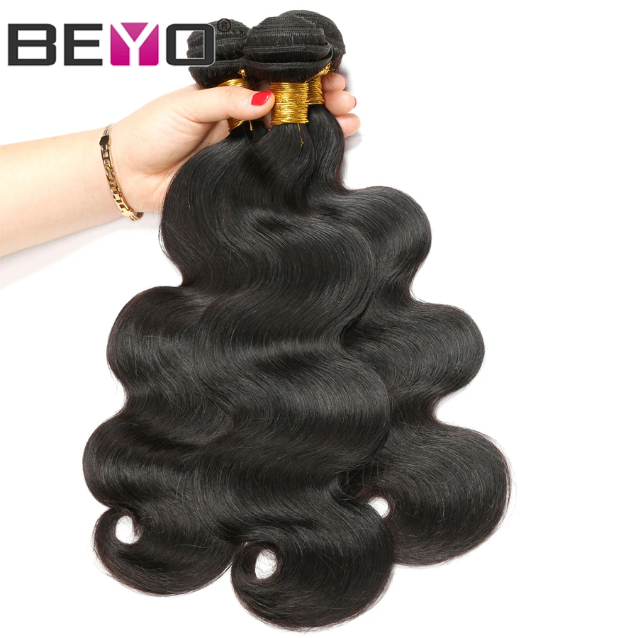 Beyo человеческие волосы 3 пучка перуанская волна тела с фронтальным закрытием 13*4