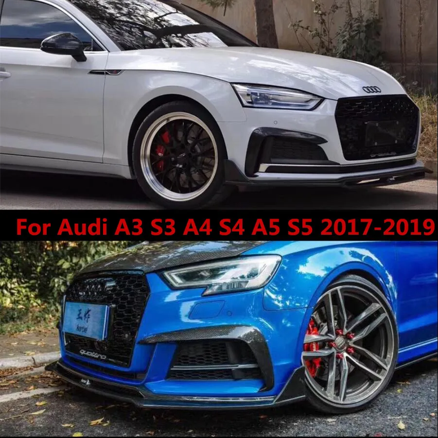 Для Audi A3 S3 A4 S4 A5 S5- Настоящее углеродное волокно для автомобиля передний бампер разветвители боковой ветер нож фартуки