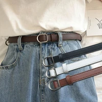 fashion no hole buckle women belt luxury designer belts jeans decorative female dress thin pu leather waist strap