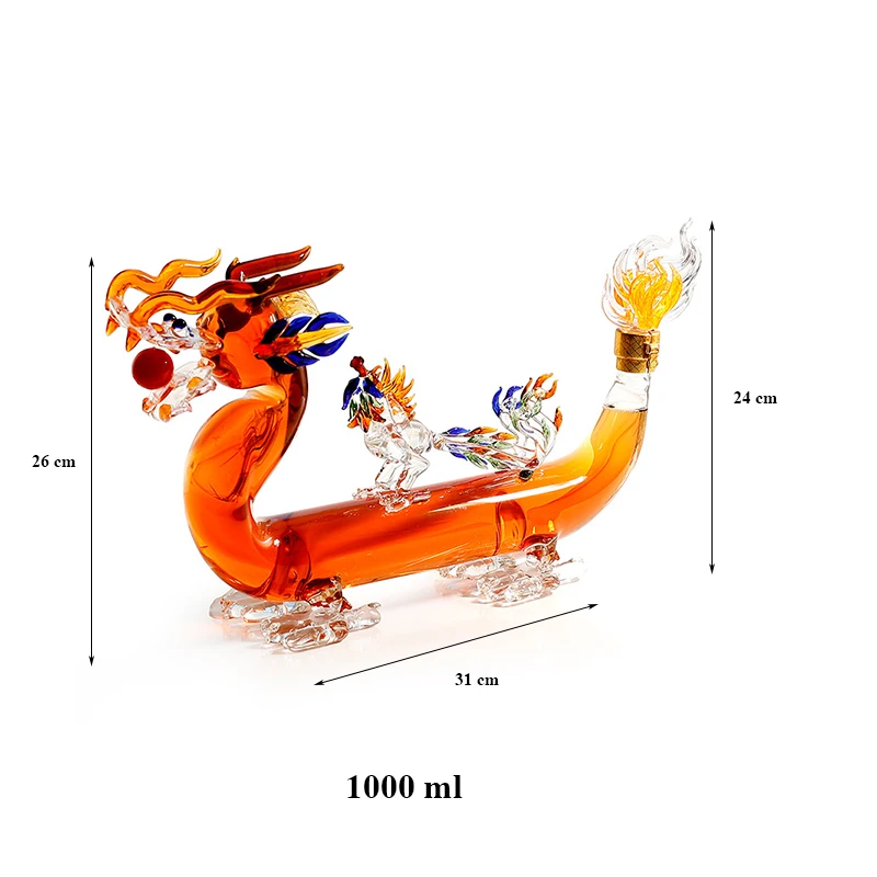 

Dragon shaped with a Phoenix on the back shaped lead-free bar home whiskey decanter for Liquor Scotch Bourbon DDC-209