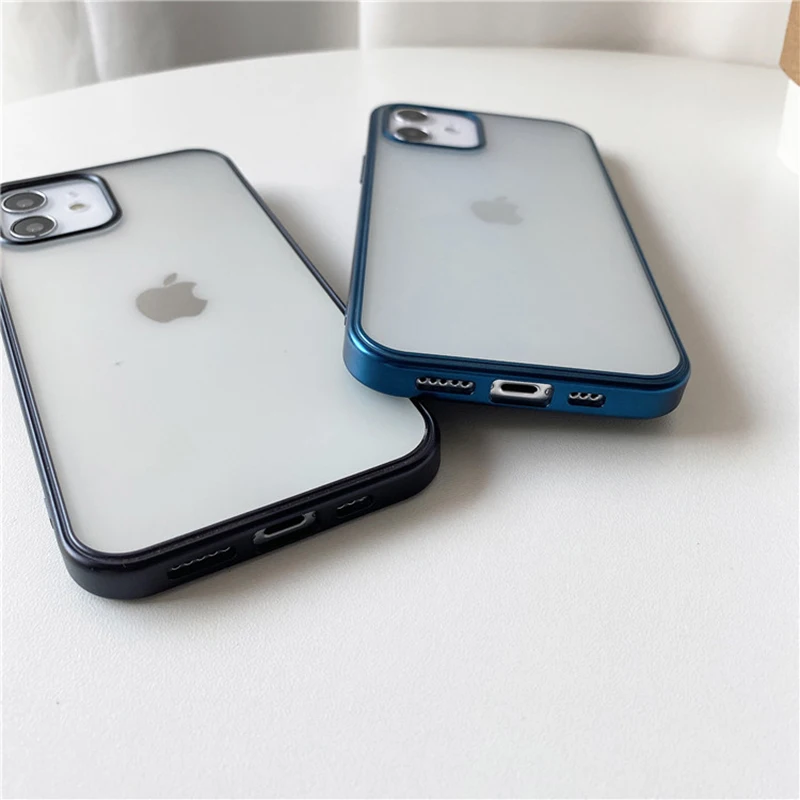 

Luxury Plating Transparent Phone Case For iPhone 12 Pro Max Bumper Back Cover