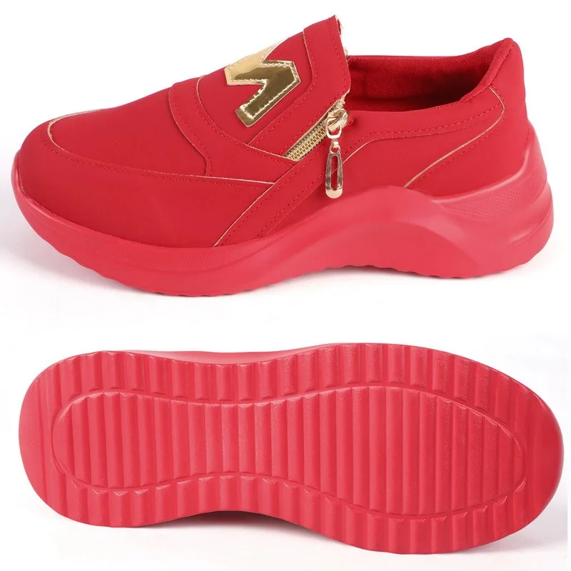 Spring Black Wedges Sneakers Platform Women Shoes Thick Bottom Fashion Zipper Non-slip Casual Korean Women's Vulcanized Shoes