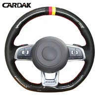 wcarfun carbon fiber black suede car steering wheel cover for volkswagen golf 7 gti golf r mk7 polo scirocco 2015 2016 2017