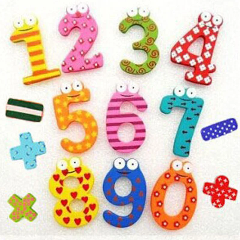 

10pcs set Party Gift Home Decor Multicolor Wooden Fridge Magnet Educational Toy Symbol Alphabet Numbers Cartoon Baby Kid