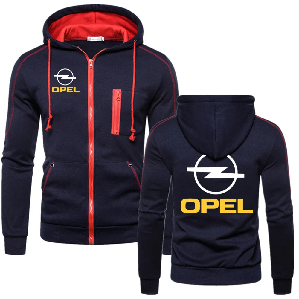 

2021 New OPEL Male Comfortable Cotton Hoodie Fitness Sweatshirts Solid Fleece College Style Men Zipper Tops