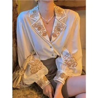 blouse women embroidered shirt retro embroidered shirt top blusas ropa de mujer
