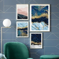 marble pink gold navy blue grey abstract wall art canvas painting nordic posters and prints wall pictures for living room decor