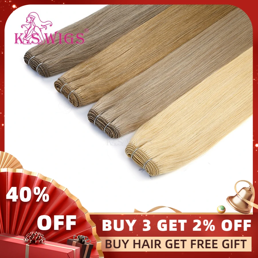 K.S парики 20 ''прямые волосы remy уток человеческих волос двойные нарисованные натуральные кудрявые пучки волос 100 г/шт