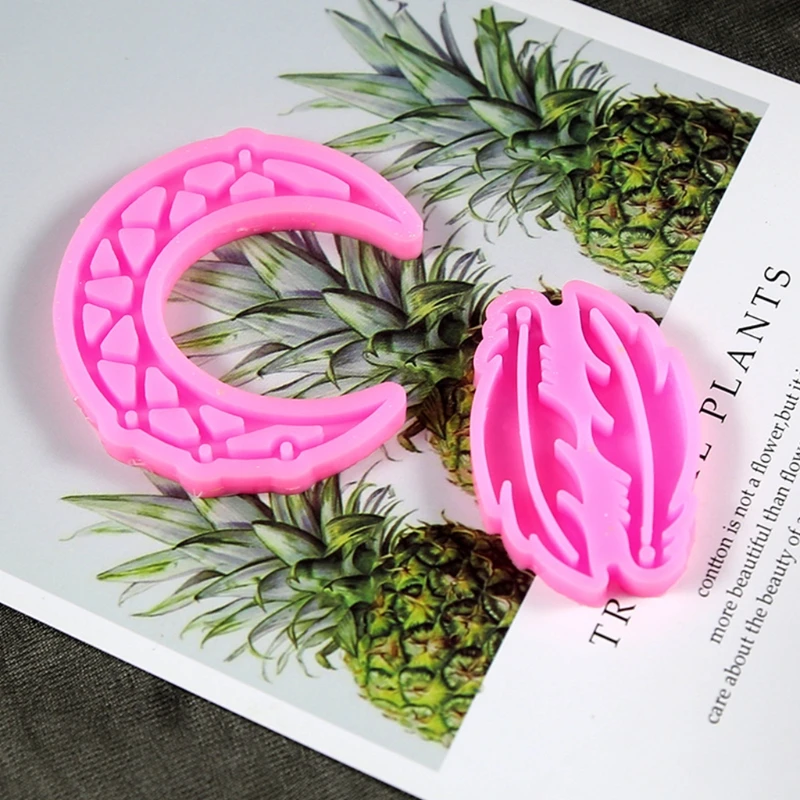 

J60E 1 Set Dream Catcher Epoxy Resin Mold Feather Earrings Keychain Silicone Mould DIY Crafts Jewelry Car Pendant Decorations