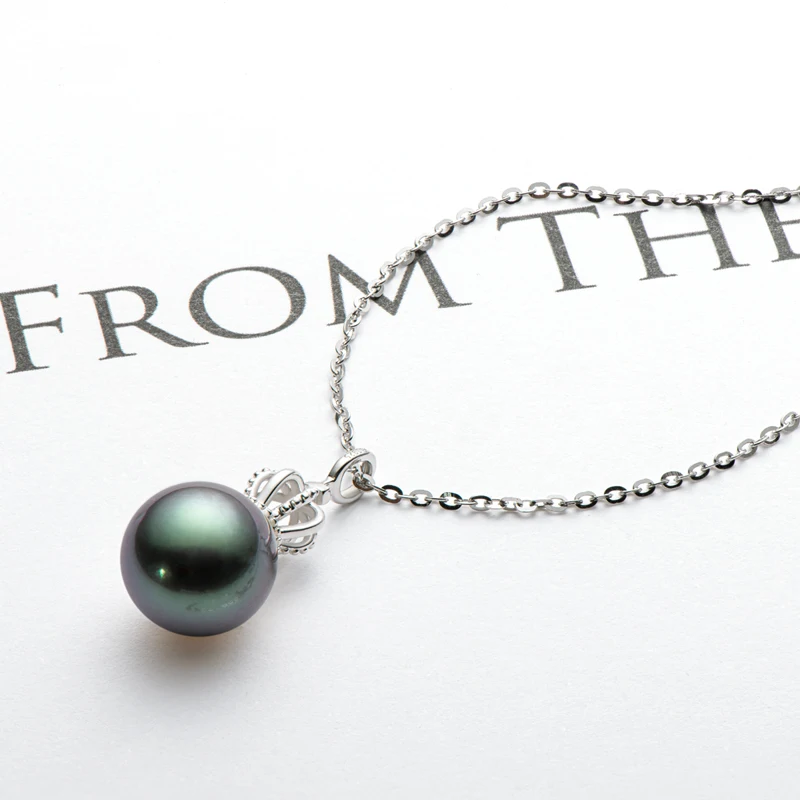 melhor Lnngy 925 Prata Esterlina Colar 10mm Tahitian Espiral Preto Pérola Pingente Colar Feminino Aniversário Colar Jóias Presentes