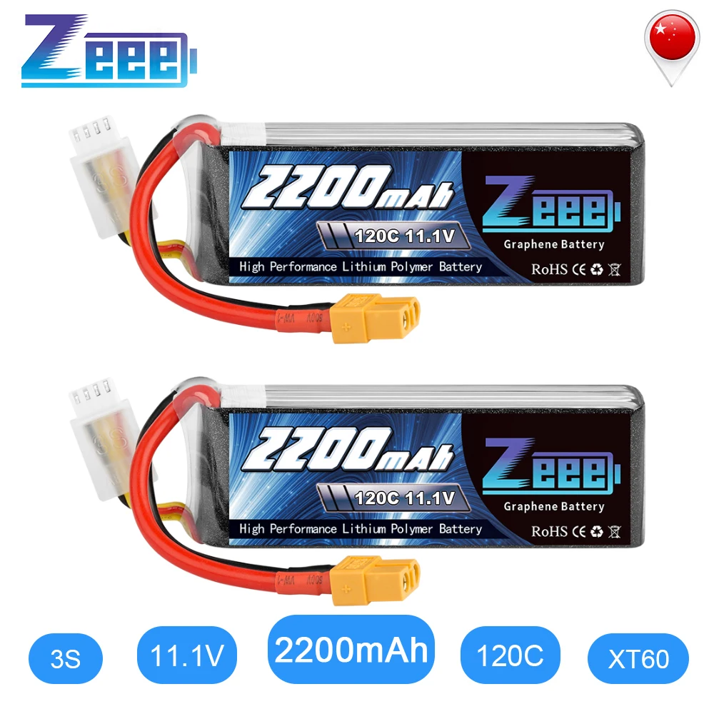 2 шт. Lipo батарея Zeee 11 1 В 3S 2200 мАч 120C RC Графен с разъемом XT60 для FPV вертолет Дрон лодка
