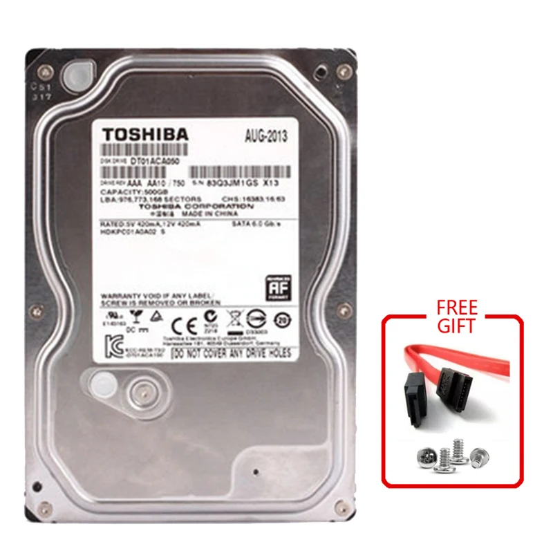 Toshiba 500 GB 3.5 500G HDD HD Internal Hard Drive SATA 3.0 7200RPM 32MB Cache 3.5" Internal Hard Drive Disk for Desktop PC