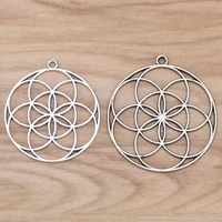 5 pieces large tibetan silver flower of life charms pendants 2 sided for necklace jewellery making accessories 3544mm