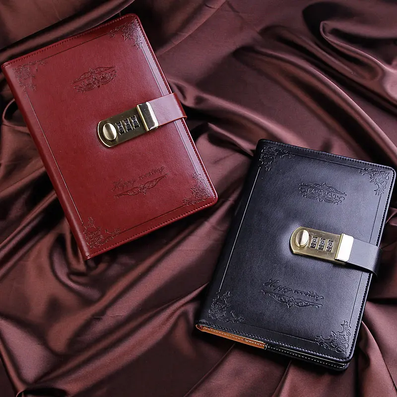 Новый кожаный дневник записная книжка с кодом блокировки пароль винтажный