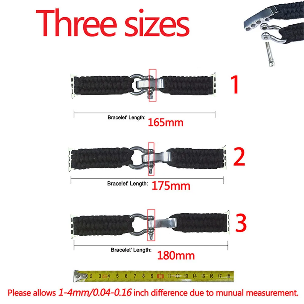 Outdoors Survival Rope Strap for Apple Watch 44mm 40mm 42MM 38MM Bracelet Iwatch 5 6 SE 4 3 Leather Clasp Sport Braided Band | Наручные