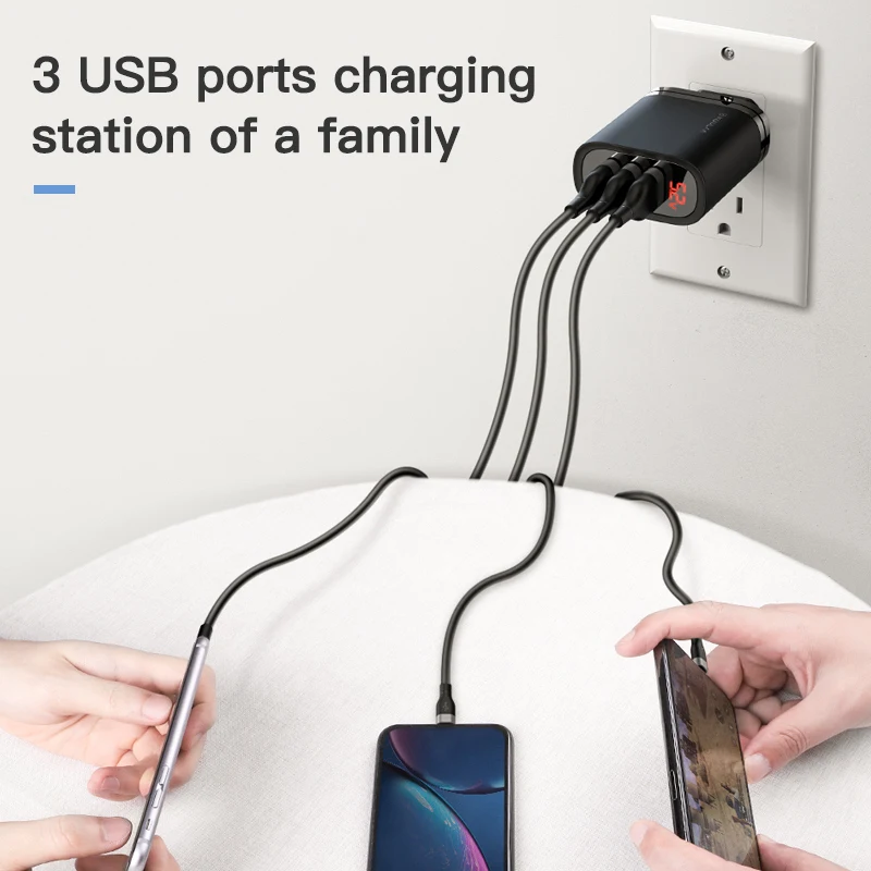KUULAA USB зарядное устройство 30 Вт Быстрая зарядка 3 0 QC3.0 мульти разъем для