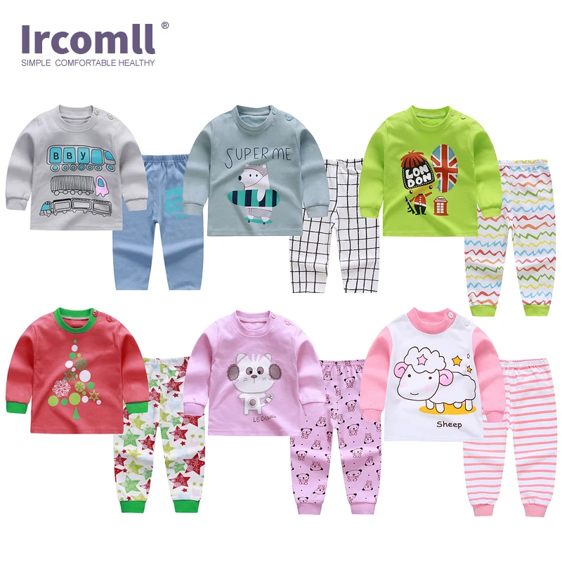 

Ircomll Kids Pajamas Sets 100% Cotton Cartoon Children for Pajamas Thin Baby Sleepwear Sets Tops+Pants Unisex