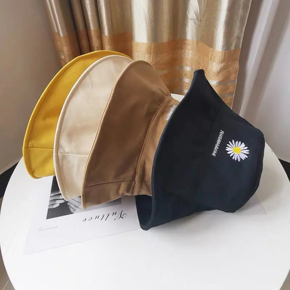 

2020 Spring Women Bucket Fishing Hats Sunscreen Sun Cap Little Daisies Spring Lady Fisherman Hat New