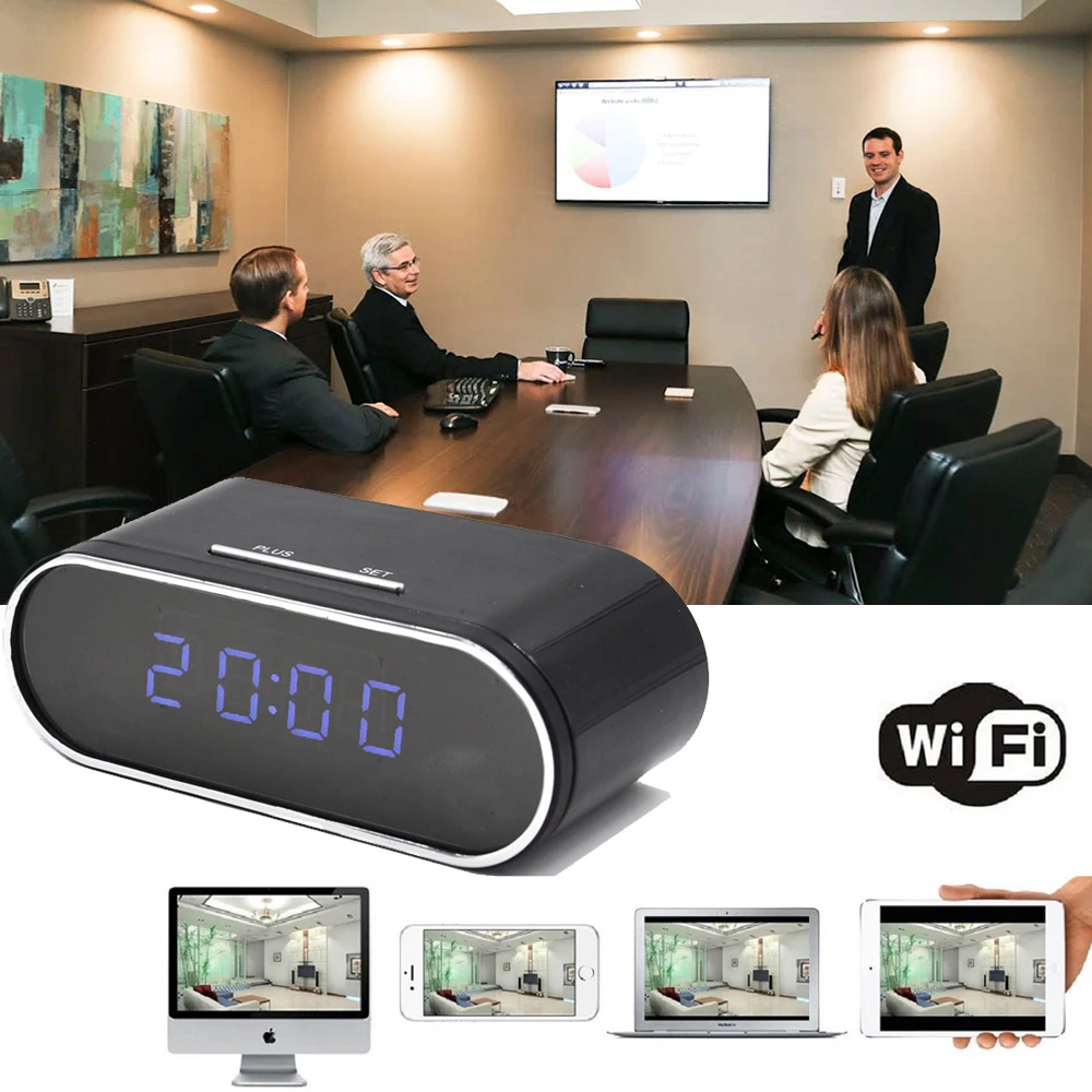 HUAIOU 1080P HD Clock Mini Camera Time Alarm Wifi Night Vision Motion Sensor Remote Monitor Home Secret Micro | Безопасность и