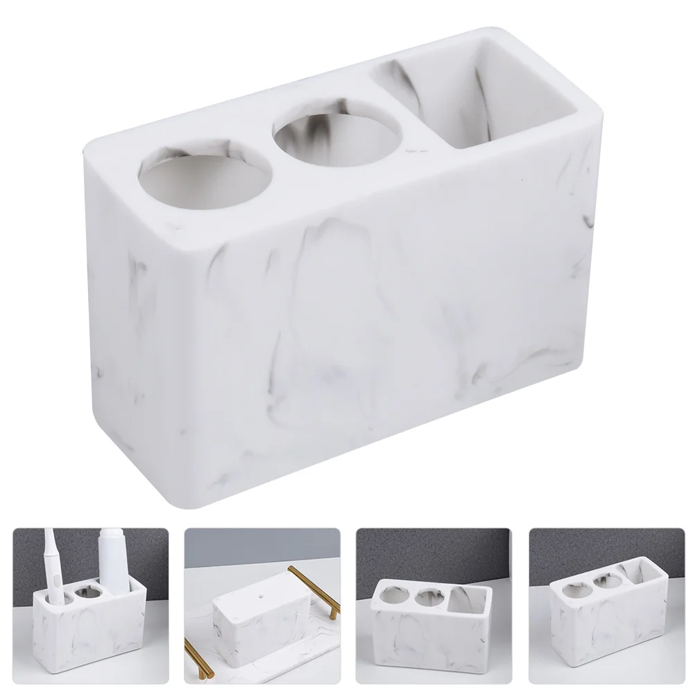 

Resin Marble Texture Toothbrush Holder Stand Bathroom Toothpaste Pedestal