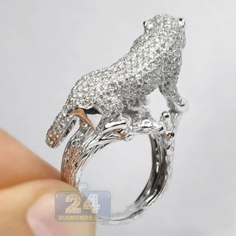 Женское леопардовое кольцо с фианитом Винтажное из цинкового сплава в виде