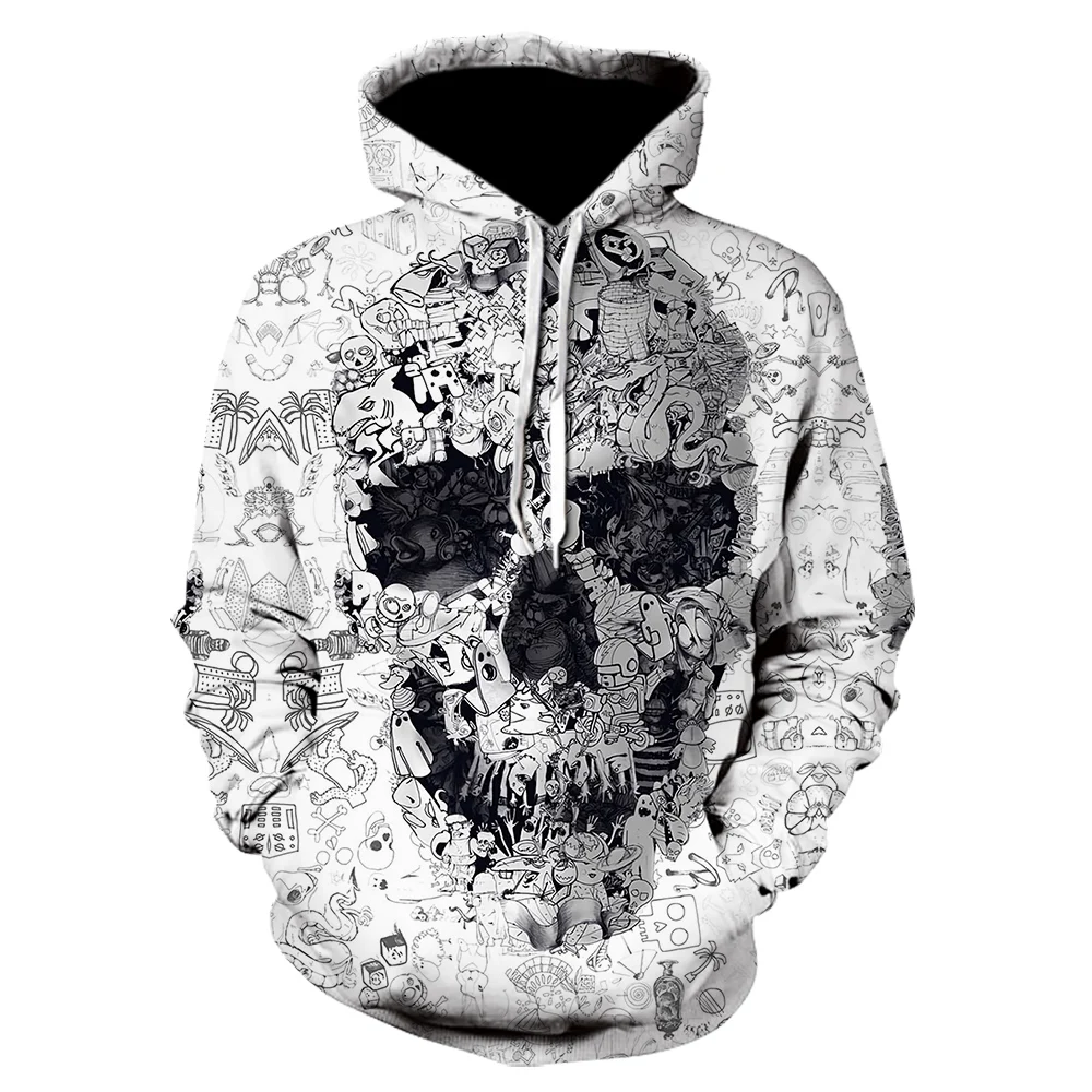 

3D Printed Hoodies Sportswear Fashion Black Men Hoodies 2020 Sweatshirts Funny Snake Skull Men's/women's Long Sleeve for Men