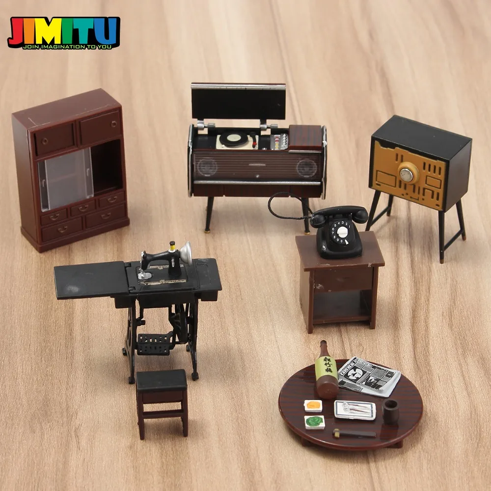 Деревянный кукольный домик JIMITU 7 шт./компл. имитация 1:12 миниатюрная мебель для
