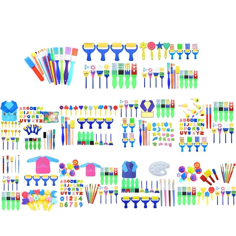 

Sponge Paint Brushes Kits Painting Brushes Tool Kit for Kids Early DIY Learning Include Foam Brushes,Pattern Brushes Set,etc