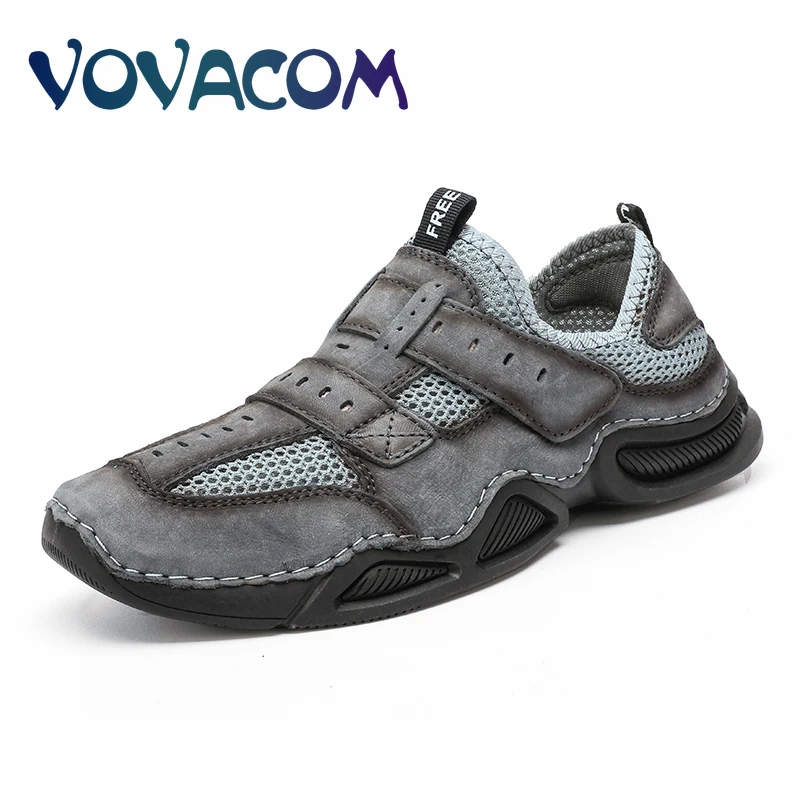 

Mesh Men Sneakers Genuine Leather Casual Shoes Breathable Mens Shoes Outdoor Lightweight Walking Flat Shoes Zapatillas Hombre