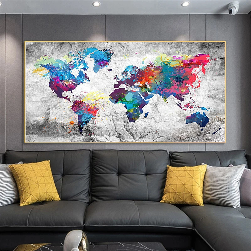 

Vintage World Map Canvas Painting Poster Printing Wall Art Pictures for Living Room Modern Nordic Map Pictures Home Decoration