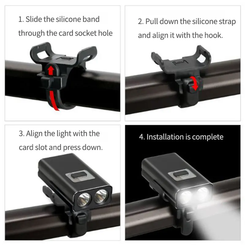 

Bike Light USB Rechargeable Bicycle Front Lamp IP65 Waterproof Rainproof Aluminum LED Bicycle Light Headlight 6 Modes