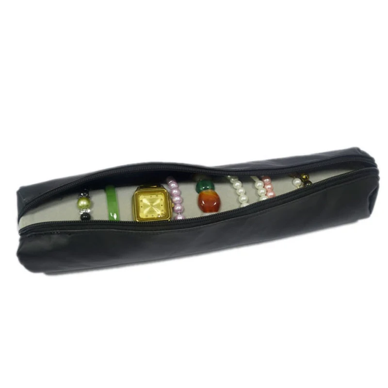 Jewelry Storage Portable Display Cases Organizer Jewellery Travel Roll for Watch and Bracelet Bag - Цвет: Grey with black PU
