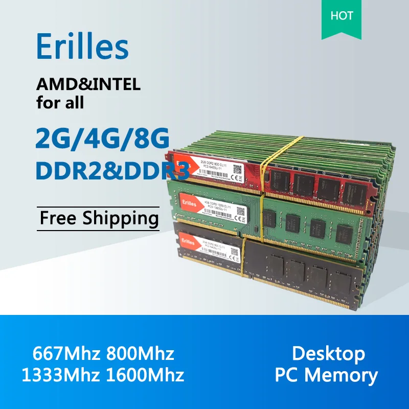 

Настольная оперативная память erlies PC2 PC3 2 ГБ 4 ГБ 8 ГБ DDR2 667 МГц 800 МГц DDR3 1333 Гц 1600 МГц, модуль памяти ОЗУ