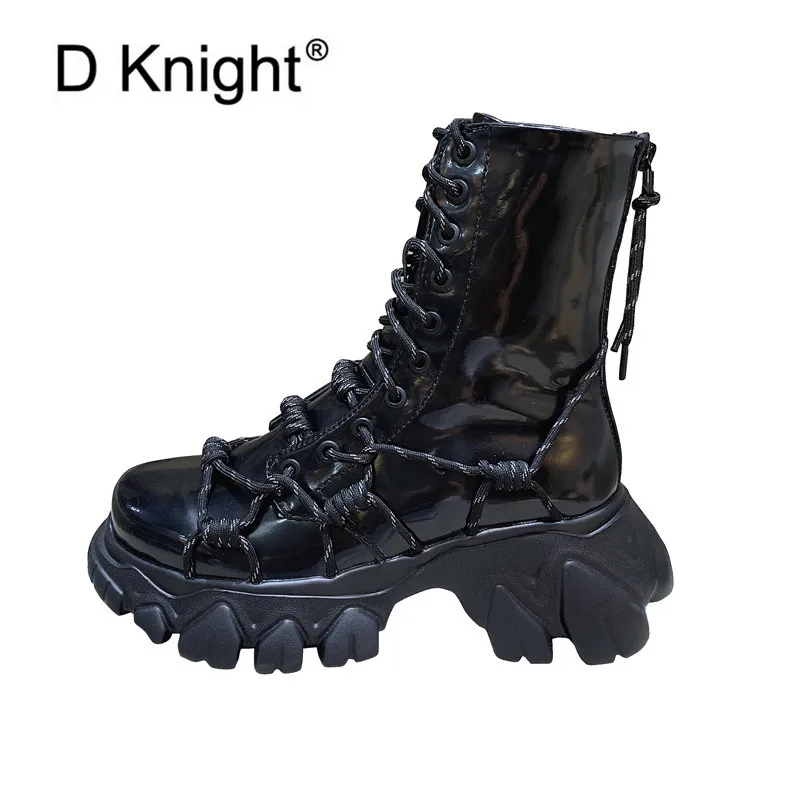 Женские мотоциклетные ботинки Зимние ботильоны на платформе в британском стиле