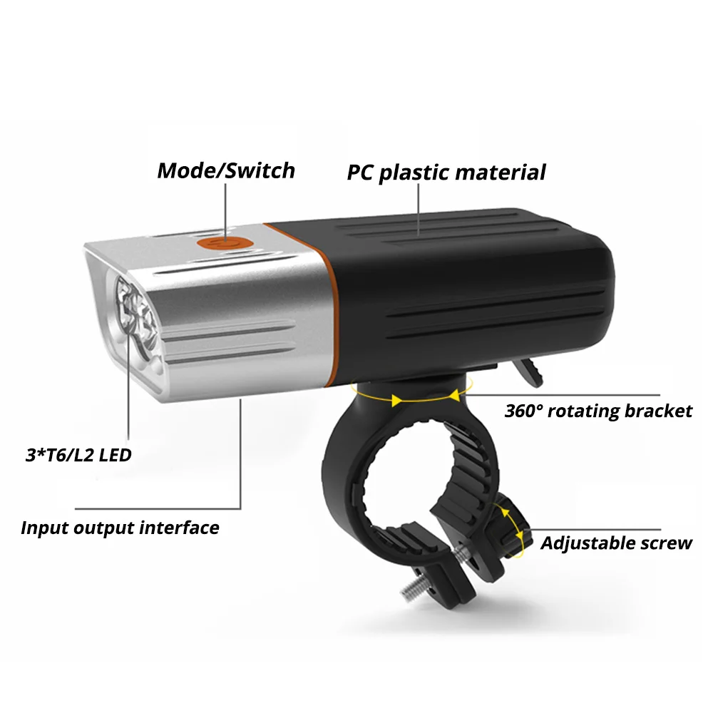 5200 мАч светодиодная фара для велосипеда 3* L2/T6 USB перезаряжаемая велосипедная фара MTB фара как блок питания задний фонарь безопасности Аксессуары для велосипеда